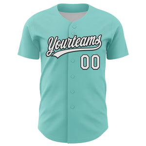 Custom Ice Blue White-Black 3D Love Heart Valentine's Day Authentic Baseball Jersey