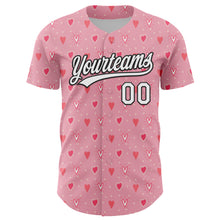 Загрузить изображение в средство просмотра галереи, Custom Light Pink White-Black 3D Love Heart Valentine&#39;s Day Authentic Baseball Jersey
