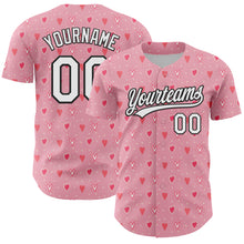 Загрузить изображение в средство просмотра галереи, Custom Light Pink White-Black 3D Love Heart Valentine&#39;s Day Authentic Baseball Jersey
