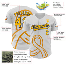 Загрузить изображение в средство просмотра галереи, Custom White Gold-Black 3D Appendix Cancer Ribbon Authentic Baseball Jersey
