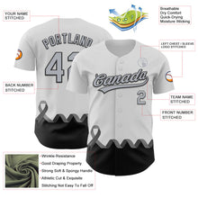 Laden Sie das Bild in den Galerie-Viewer, Custom White Gray-Black 3D Brain Cancer Ribbon Authentic Baseball Jersey
