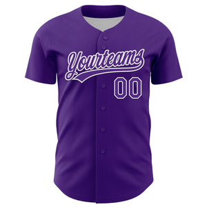 Custom Purple White 3D Gastric Cancer Ribbon Authentic Baseball Jersey