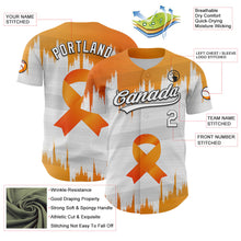 Laden Sie das Bild in den Galerie-Viewer, Custom White Orange-Black 3D Kidney Cancer Ribbon Authentic Baseball Jersey
