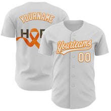 Laden Sie das Bild in den Galerie-Viewer, Custom White Bay Orange-Black 3D Kidney Cancer Ribbon Authentic Baseball Jersey
