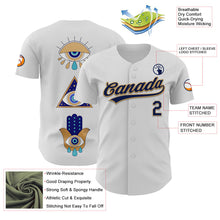 Laden Sie das Bild in den Galerie-Viewer, Custom White Navy-Old Gold 3D Pattern Design Evil Eyes Authentic Baseball Jersey
