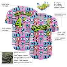 Charger l&#39;image dans la galerie, Custom Pink Neon Green-Black 3D Pattern Design Evil Eyes Authentic Baseball Jersey
