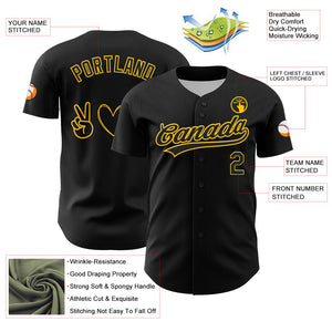 Custom Black Yellow 3D Childhood Cancer Gold Ribbon Authentic Baseball Jersey