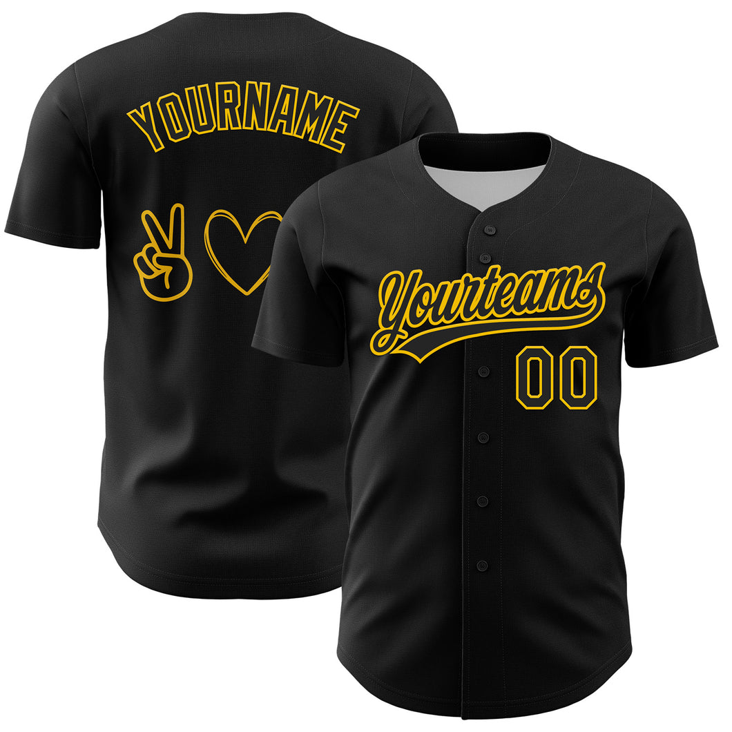 Custom Black Yellow 3D Childhood Cancer Gold Ribbon Authentic Baseball Jersey