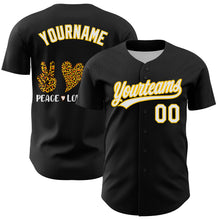 Charger l&#39;image dans la galerie, Custom Black White-Yellow 3D Childhood Cancer Gold Ribbon Authentic Baseball Jersey
