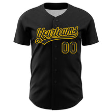 Charger l&#39;image dans la galerie, Custom Black Yellow 3D Childhood Cancer Gold Ribbon Authentic Baseball Jersey
