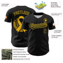 Charger l&#39;image dans la galerie, Custom Black Yellow 3D Childhood Cancer Gold Ribbon Authentic Baseball Jersey
