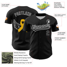 Charger l&#39;image dans la galerie, Custom Black White-Yellow 3D Childhood Cancer Gold Ribbon Authentic Baseball Jersey
