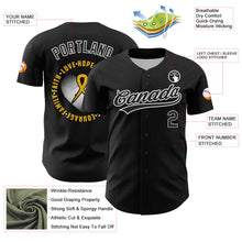 Charger l&#39;image dans la galerie, Custom Black Yellow-White 3D Childhood Cancer Gold Ribbon Authentic Baseball Jersey
