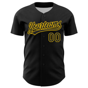 Custom Black Yellow 3D Childhood Cancer Gold Ribbon Authentic Baseball Jersey