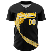 Charger l&#39;image dans la galerie, Custom Black Yellow-White 3D Childhood Cancer Gold Ribbon Authentic Baseball Jersey
