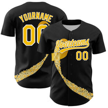 Charger l&#39;image dans la galerie, Custom Black Yellow-White 3D Childhood Cancer Gold Ribbon Authentic Baseball Jersey
