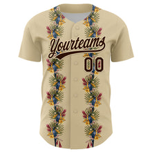 Charger l&#39;image dans la galerie, Custom Cream Brown 3D Tropical Hawaii Palm Tree And Bird Authentic Baseball Jersey
