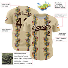 Charger l&#39;image dans la galerie, Custom Cream Brown 3D Tropical Hawaii Palm Tree And Bird Authentic Baseball Jersey
