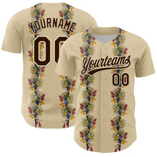 Charger l&#39;image dans la galerie, Custom Cream Brown 3D Tropical Hawaii Palm Tree And Bird Authentic Baseball Jersey
