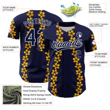 Charger l&#39;image dans la galerie, Custom Navy White 3D Tropical Hawaii Flower Authentic Baseball Jersey
