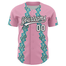 Charger l&#39;image dans la galerie, Custom Light Pink White-Black 3D Tropical Hawaii Flower Authentic Baseball Jersey
