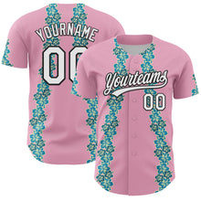 Charger l&#39;image dans la galerie, Custom Light Pink White-Black 3D Tropical Hawaii Flower Authentic Baseball Jersey
