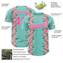 Load image into Gallery viewer, Custom Ice Blue Pink-White 3D Tropical Hawaii Jungle Leaves And Flower Authentic Baseball Jersey
