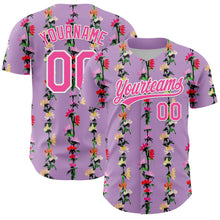 Charger l&#39;image dans la galerie, Custom Light Purple Pink-White 3D Tropical Hawaii Flower Authentic Baseball Jersey
