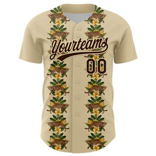 Charger l&#39;image dans la galerie, Custom Cream Brown 3D Tropical Hawaii Jungle Plant And Leopard Authentic Baseball Jersey
