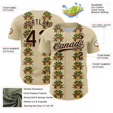 Charger l&#39;image dans la galerie, Custom Cream Brown 3D Tropical Hawaii Jungle Plant And Leopard Authentic Baseball Jersey
