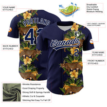 Charger l&#39;image dans la galerie, Custom Navy White 3D Tropical Hawaii Jungle Plant And Leopard Authentic Baseball Jersey
