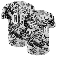 Charger l&#39;image dans la galerie, Custom White Black 3D Tropical Hawaii Jungle Plant Authentic Baseball Jersey
