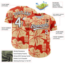 Charger l&#39;image dans la galerie, Custom Red White-Black 3D Tropical Hawaii Flower And Tiki Mask Authentic Baseball Jersey
