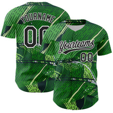 Load image into Gallery viewer, Custom Green Black-White 3D Tropical Hawaii Jungle Leaves Authentic Baseball Jersey
