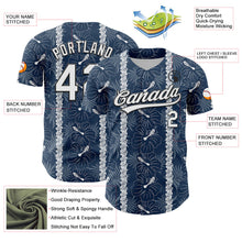 Загрузить изображение в средство просмотра галереи, Custom Navy White-Black 3D Tropical Hawaii Jungle Leaves And Flower Authentic Baseball Jersey
