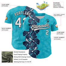 Загрузить изображение в средство просмотра галереи, Custom Lakes Blue White-Black 3D Tropical Hawaii Jungle Leaves And Flower Authentic Baseball Jersey
