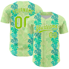 Загрузить изображение в средство просмотра галереи, Custom Pea Green Neon Green-White 3D Tropical Hawaii Jungle Leaves Authentic Baseball Jersey
