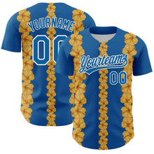 Charger l&#39;image dans la galerie, Custom Blue White 3D Tropical Hawaii Flower Authentic Baseball Jersey
