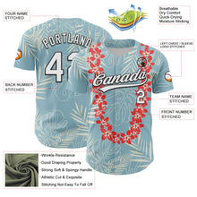 Charger l&#39;image dans la galerie, Custom Shadow Blue White-Black 3D Tropical Hawaii Leaves And Flower Authentic Baseball Jersey
