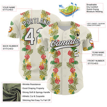 Загрузить изображение в средство просмотра галереи, Custom White Black 3D Tropical Hawaii Leaves And Flower Authentic Baseball Jersey
