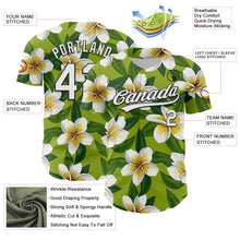 Загрузить изображение в средство просмотра галереи, Custom Green White-Black 3D Tropical Hawaii Jungle Leaves And Flower Authentic Baseball Jersey
