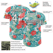 Загрузить изображение в средство просмотра галереи, Custom White Black 3D Tropical Hawaii Jungle Leaves And Flower Authentic Baseball Jersey
