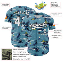 Загрузить изображение в средство просмотра галереи, Custom Shadow Blue White-Black 3D Tropical Beach Island Hawaii Palm Tree Authentic Baseball Jersey
