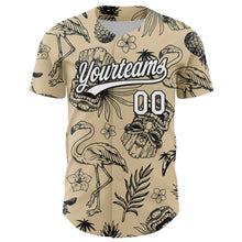 Загрузить изображение в средство просмотра галереи, Custom City Cream White-Black 3D Tropical Hawaii Plant And Flamingo Authentic Baseball Jersey
