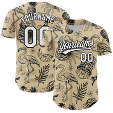 Загрузить изображение в средство просмотра галереи, Custom City Cream White-Black 3D Tropical Hawaii Plant And Flamingo Authentic Baseball Jersey
