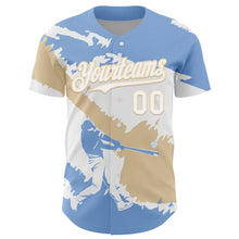 Laden Sie das Bild in den Galerie-Viewer, Custom Light Blue White-City Cream 3D Argentina Argentinian Flag Authentic Baseball Jersey
