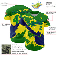 Load image into Gallery viewer, Custom Grass Green US Navy Blue-Light Yellow 3D Brazil Brazilian Flag Authentic Baseball Jersey
