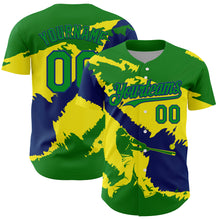 Load image into Gallery viewer, Custom Grass Green US Navy Blue-Light Yellow 3D Brazil Brazilian Flag Authentic Baseball Jersey
