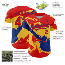 Загрузить изображение в средство просмотра галереи, Custom Fire Red Royal-Yellow 3D Colombia Colombian Flag Authentic Baseball Jersey
