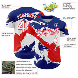 Custom Royal White-Fire Red 3D Costa Rica Costa Rican Flag Authentic Baseball Jersey